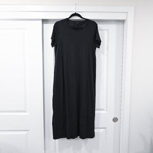 Hatch Small Black T-Shirt Midi Dress with Front Flap